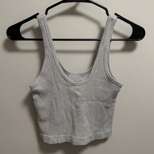 Urban Outfitters Light Gray Ribbed Out From Under Crop Tank